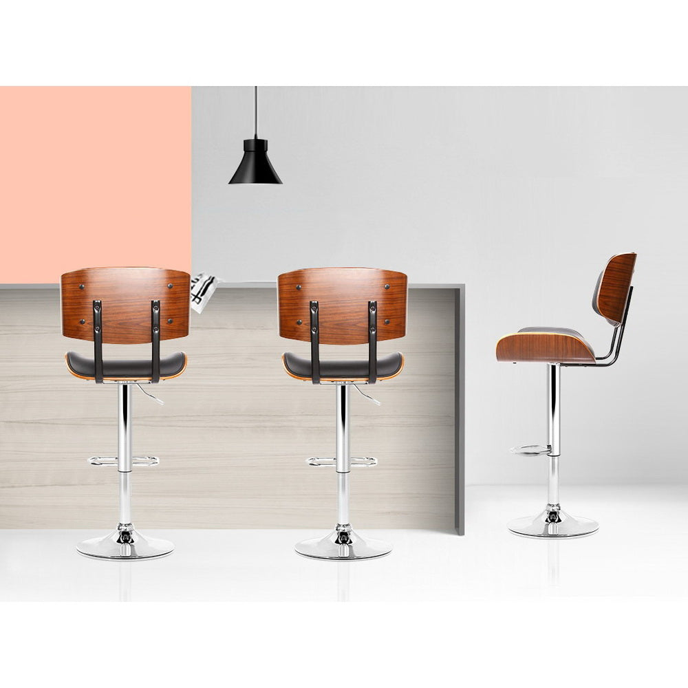 Bar Stools Gas Lift Leather Black