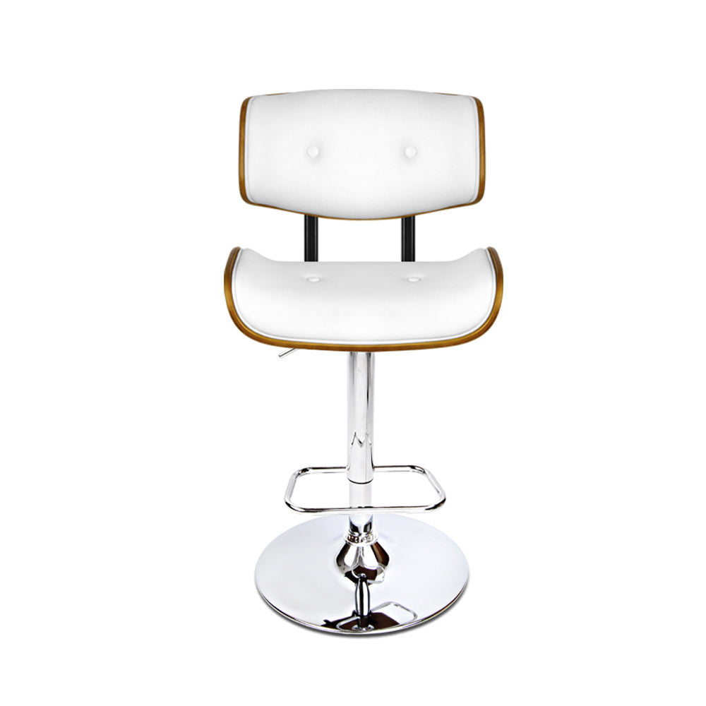 Set of 2 Wooden Bar Stools Bar Stool Kitchen Chair Dining White Pad Gas Lift
