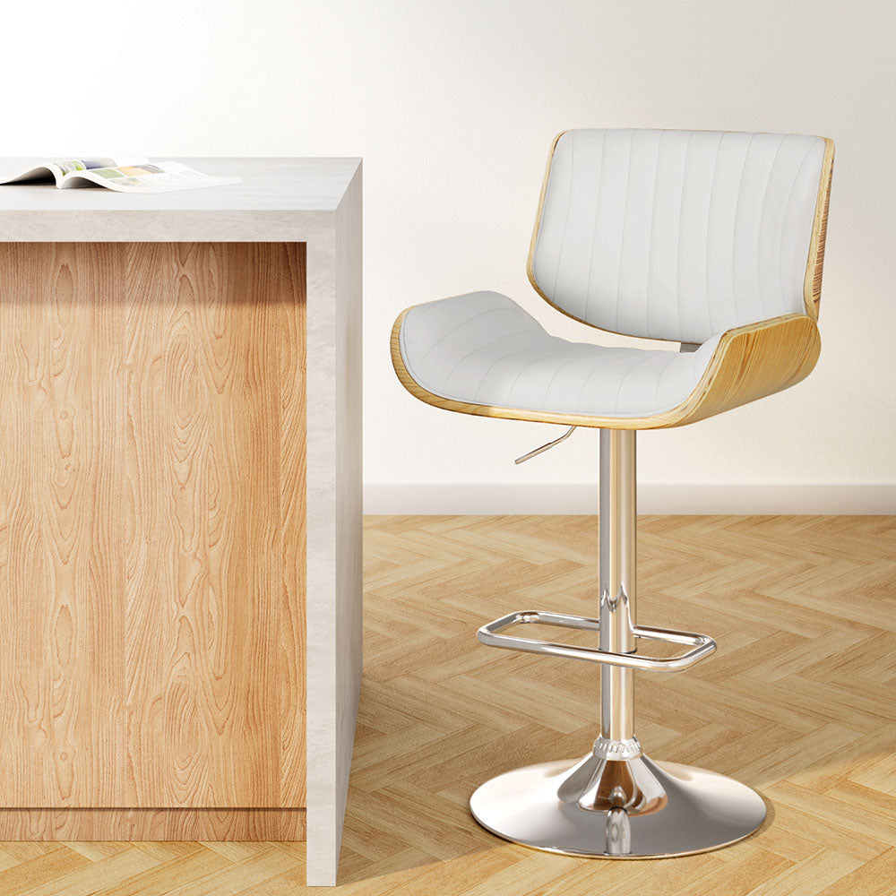 Swivel Bar Stools Leather Seat Wooden Frame Counter Chairs