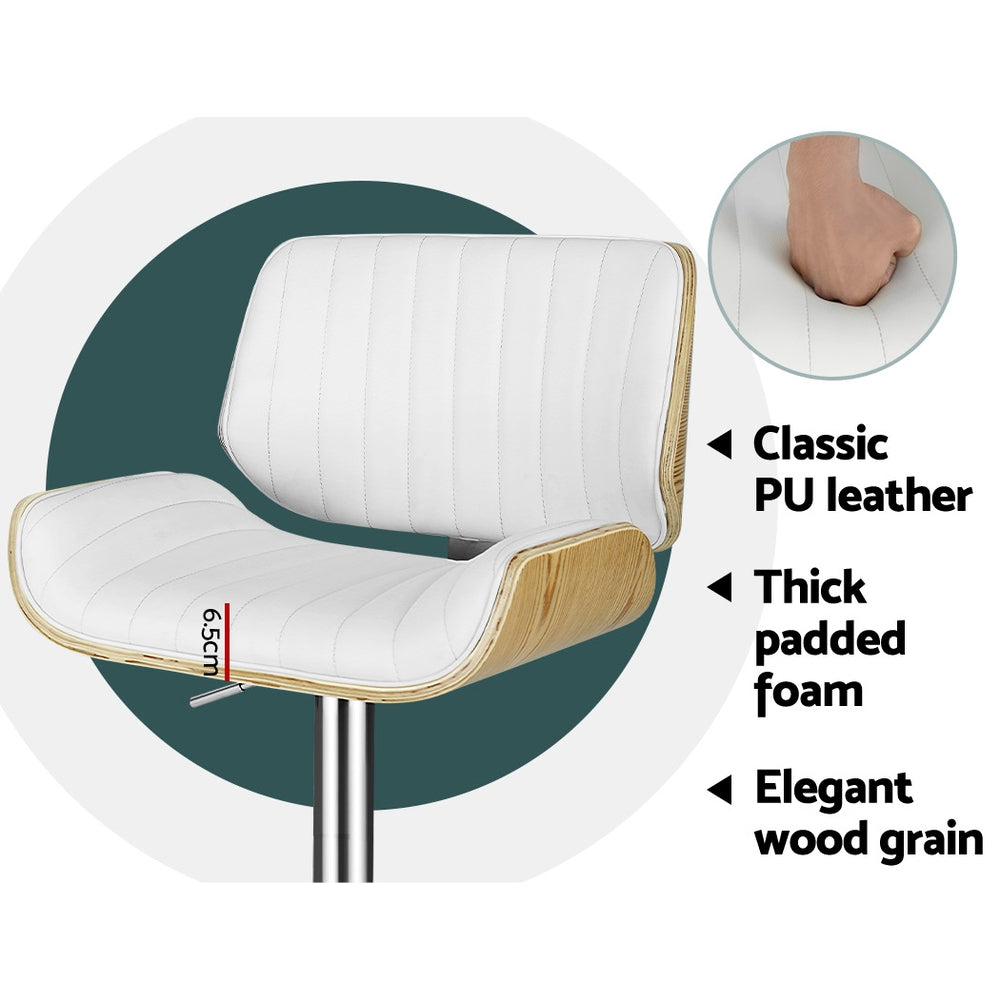 Swivel Bar Stools Leather Seat Wooden Frame Counter Chairs