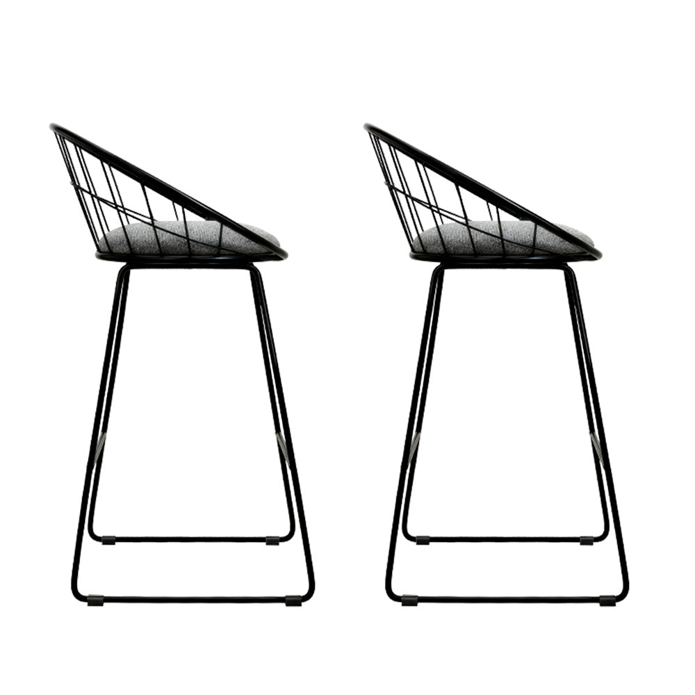 2x Bar Stools Padded Seat Metal
