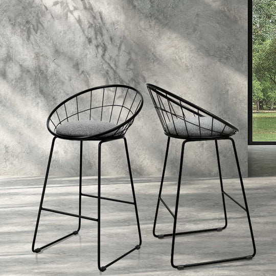 2x Bar Stools Padded Seat Metal - Artiss Nordic Metallic Stool