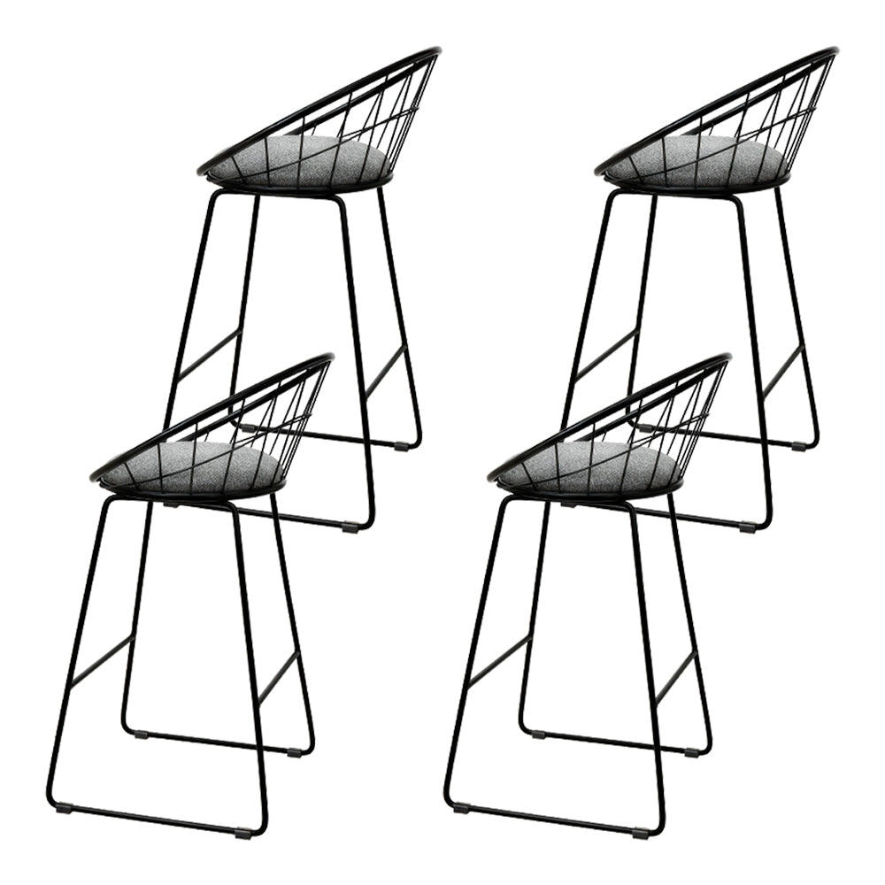 4x Bar Stools Padded Seat Metal