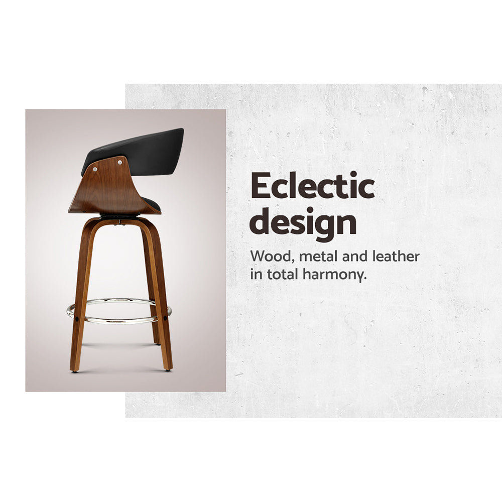 Bar Stools Swivel PU Seat Wooden