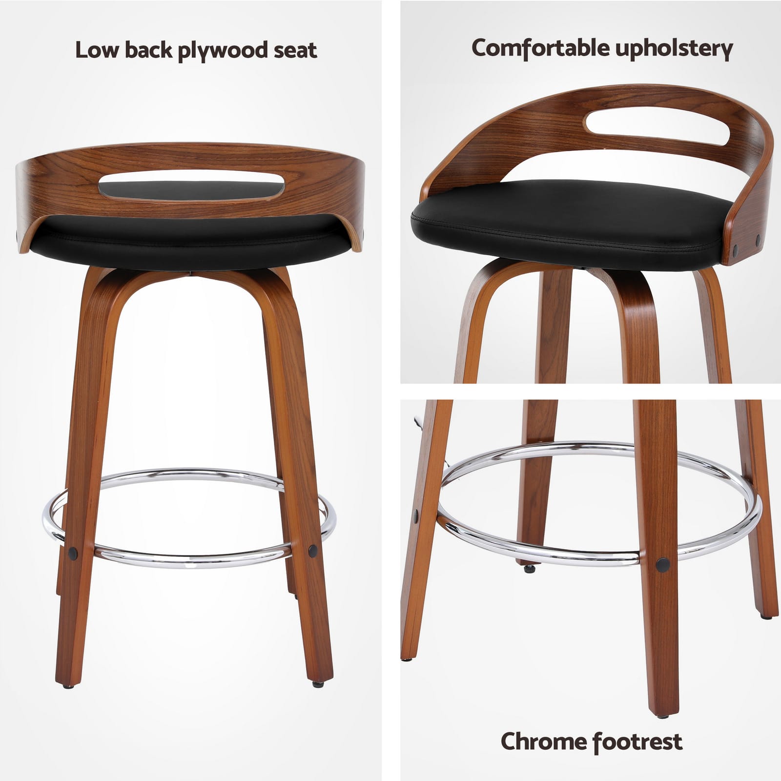 Swivel Bar Stools Low Back 48.5x44.5x78cm