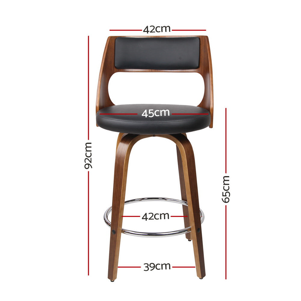2x Swivel Bar Stools 65cm Leather Chairs Kitchen Counter