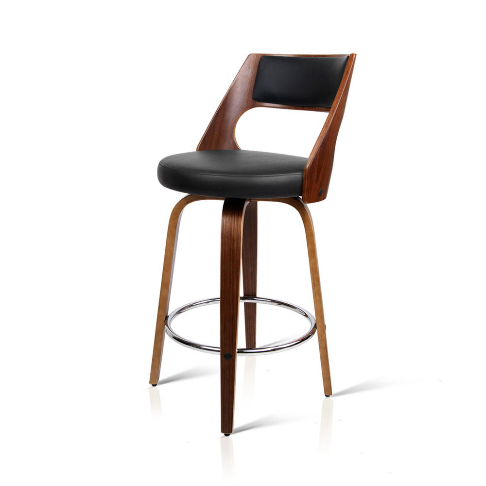 2x Swivel Bar Stools 65cm Leather Chairs Kitchen Counter