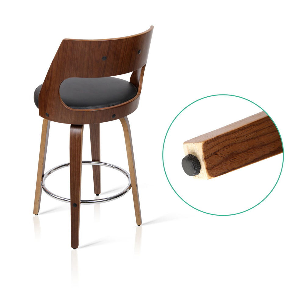 2x Swivel Bar Stools 65cm Leather Chairs Kitchen Counter