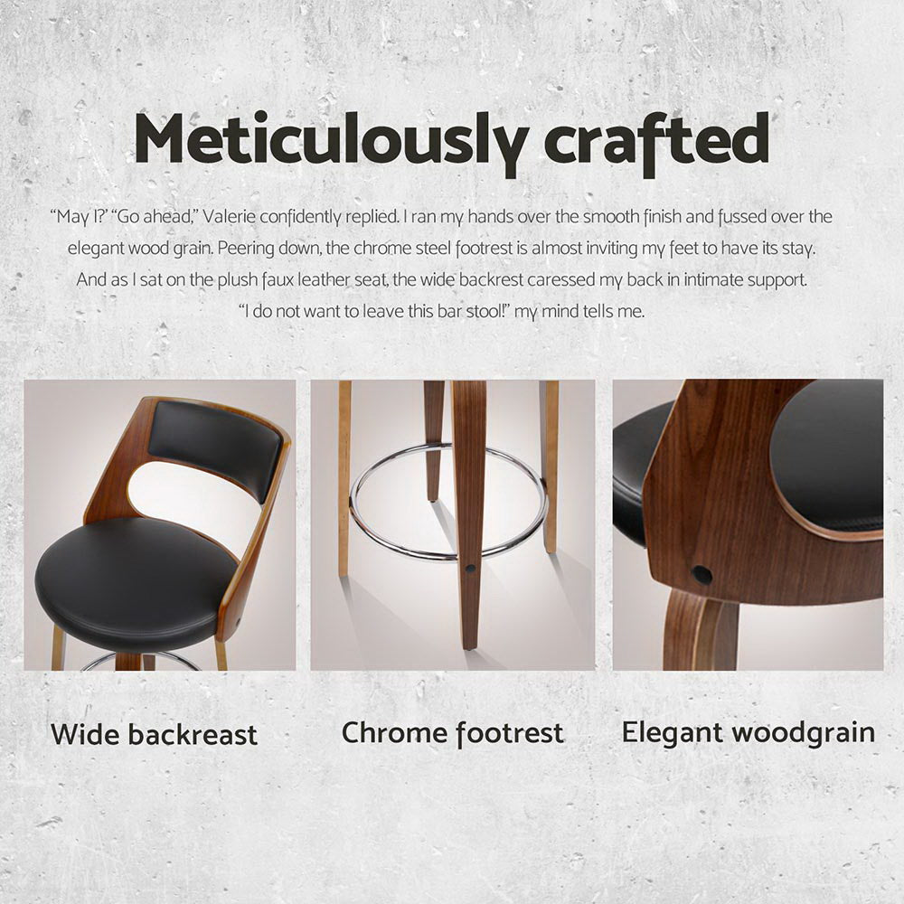 4x Bar Stools Swivel Leather Chair 65cm Comfortable and Stylish