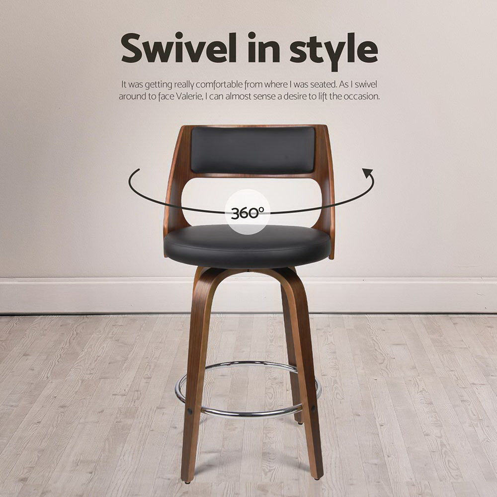 4x Bar Stools Swivel Leather Chair 65cm Comfortable and Stylish