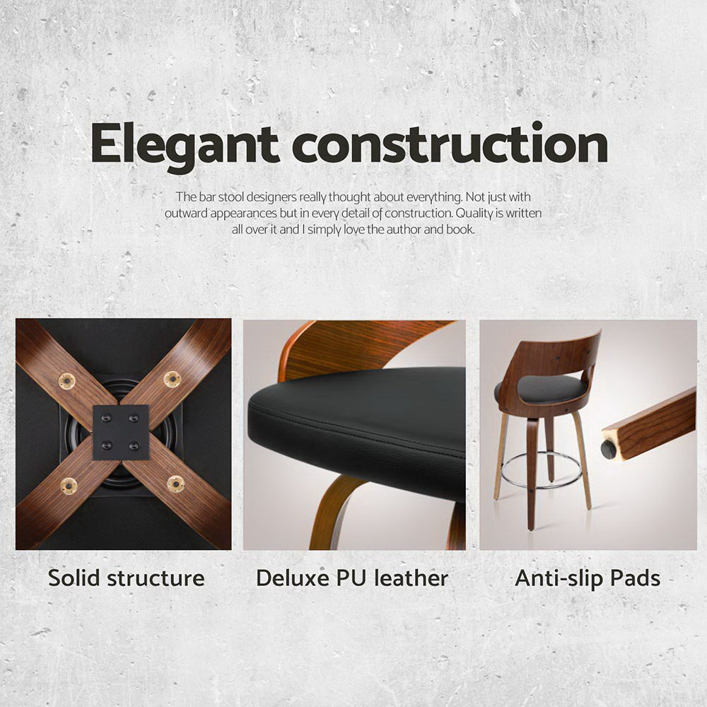 4x Bar Stools Swivel Leather Chair 65cm Comfortable and Stylish