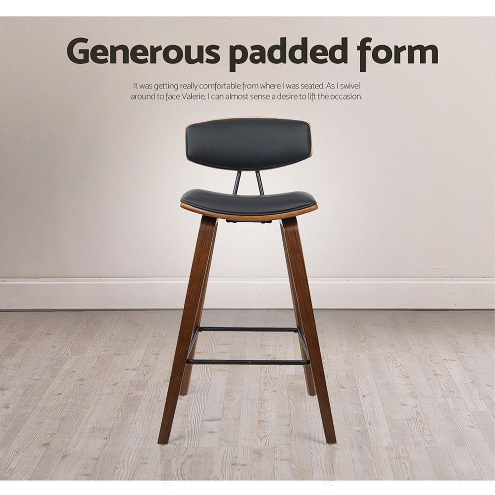 2x Bar Stools Leather Padded w/Backrest