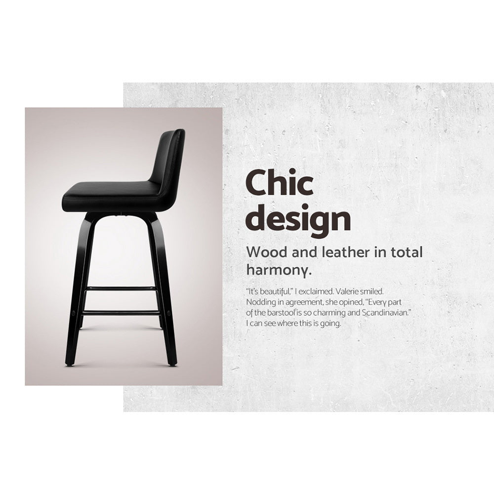 Bar Stools Kitchen Leather Barstools Swivel Wooden Chairs X4