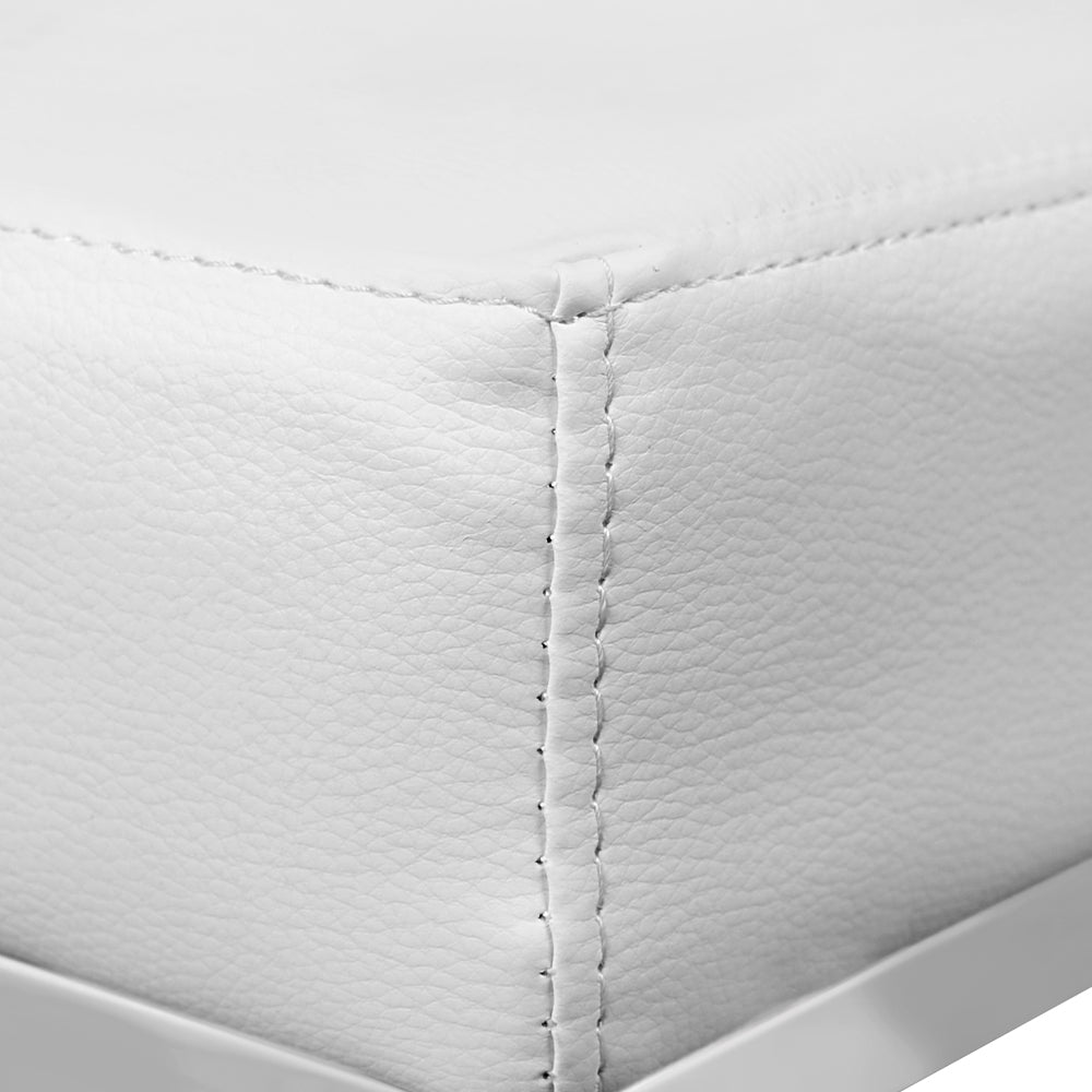 Set of 2 PU Leather Backless Bar Stools - White