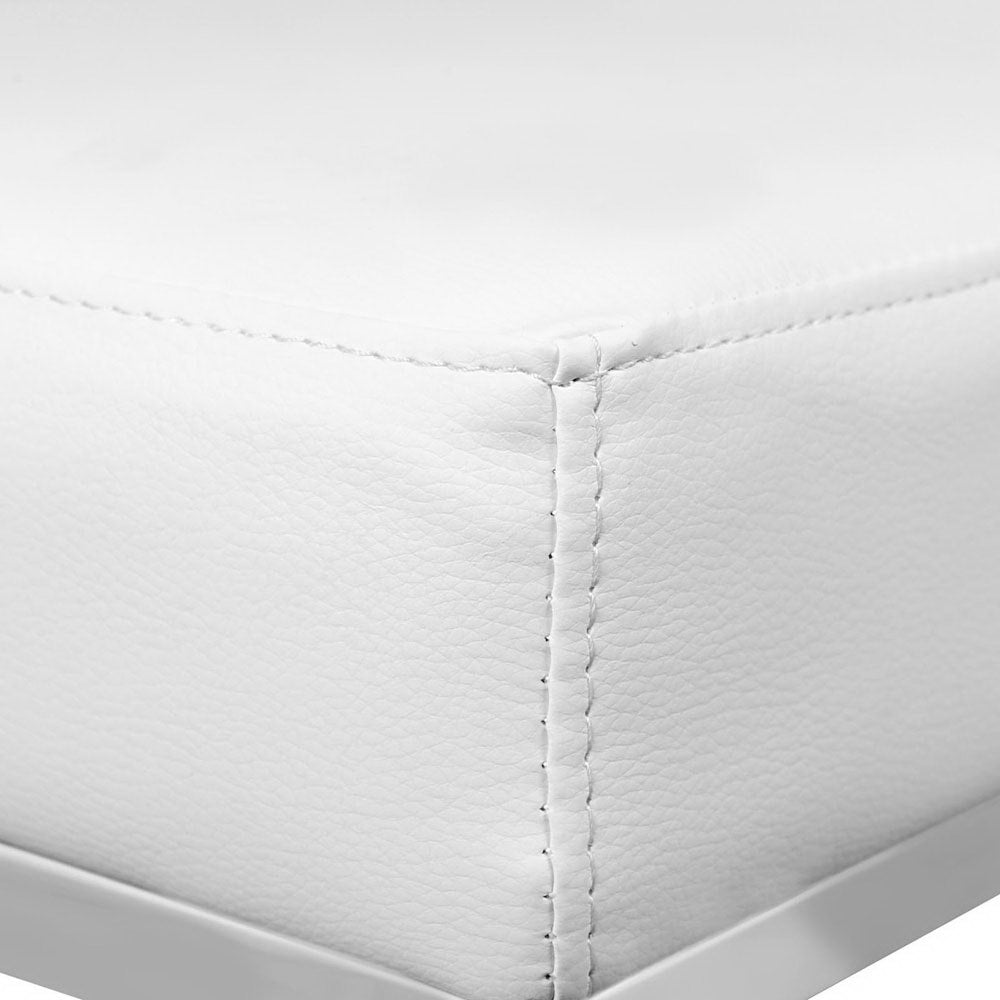 2x Bar Stools White Leather Padded Metal Frame Kitchen Counter Chairs