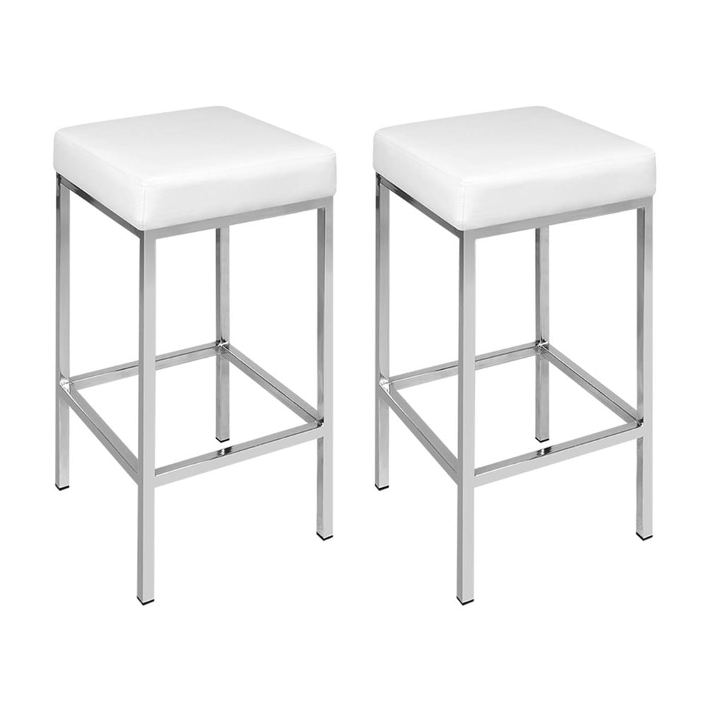 4x Bar Stools Leather Padded Metal White Stylish | Leather finish
