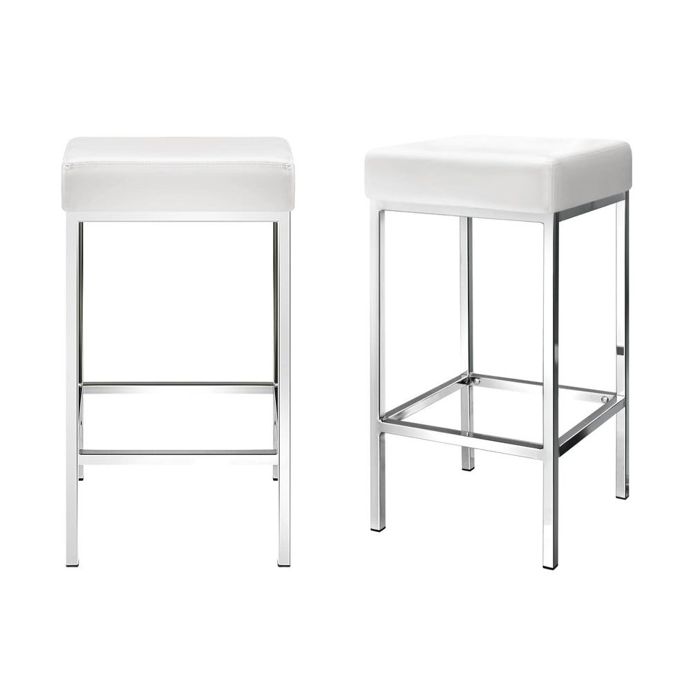 4x Bar Stools Leather Padded Metal White Stylish | White colour
