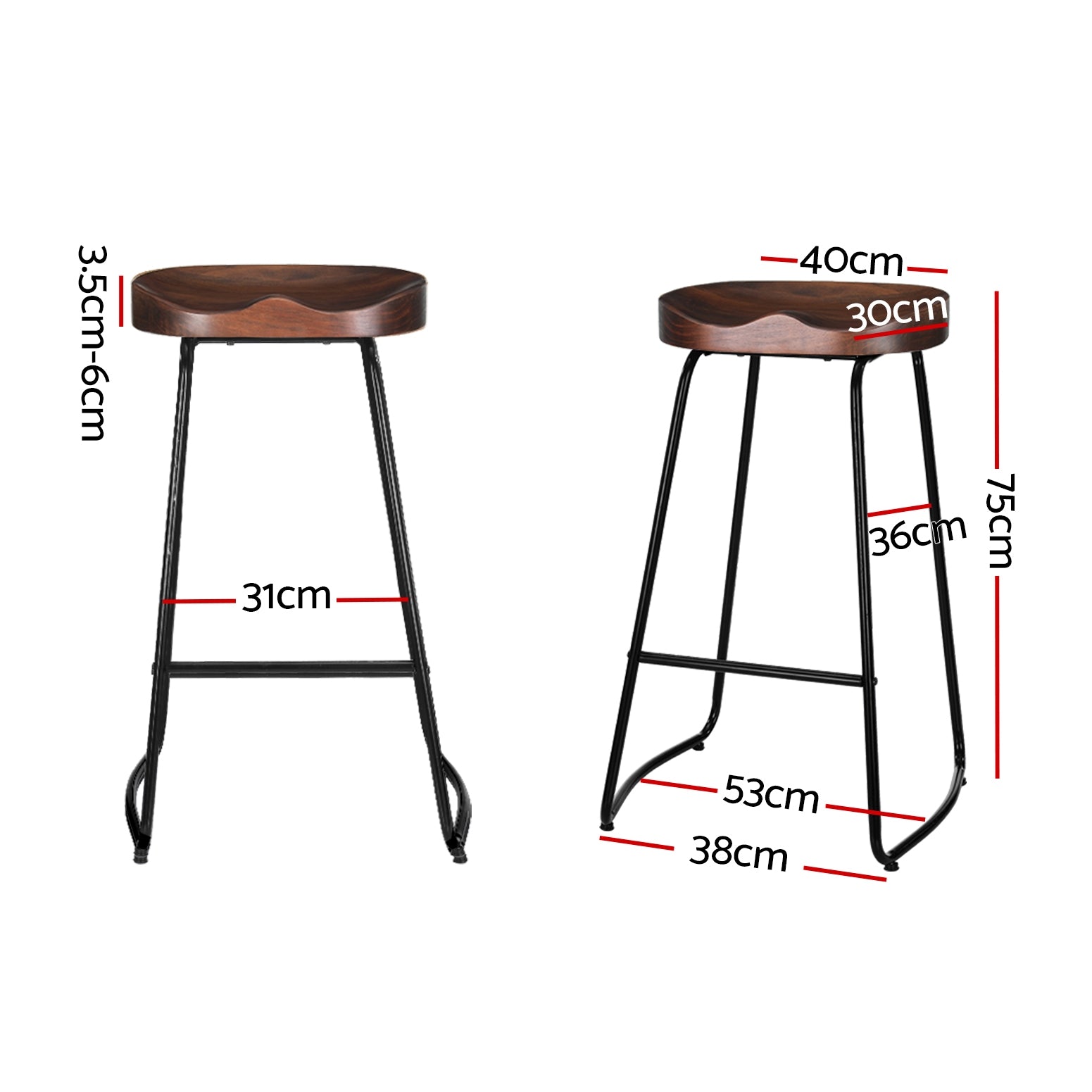 4x Bar Stools Tractor Seat 75cm Black | 75Cm