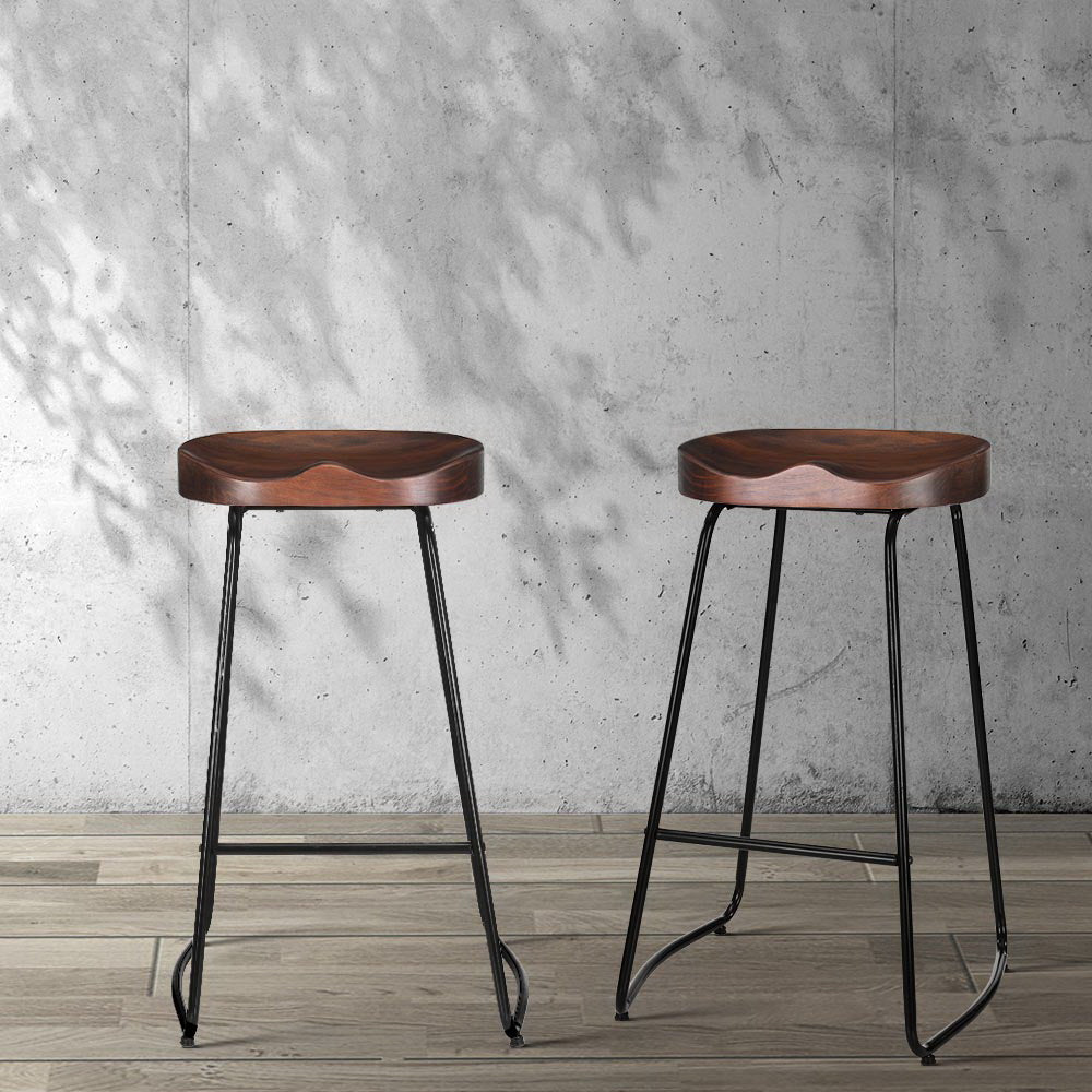 4x Bar Stools Tractor Seat 75cm Black - Vintage