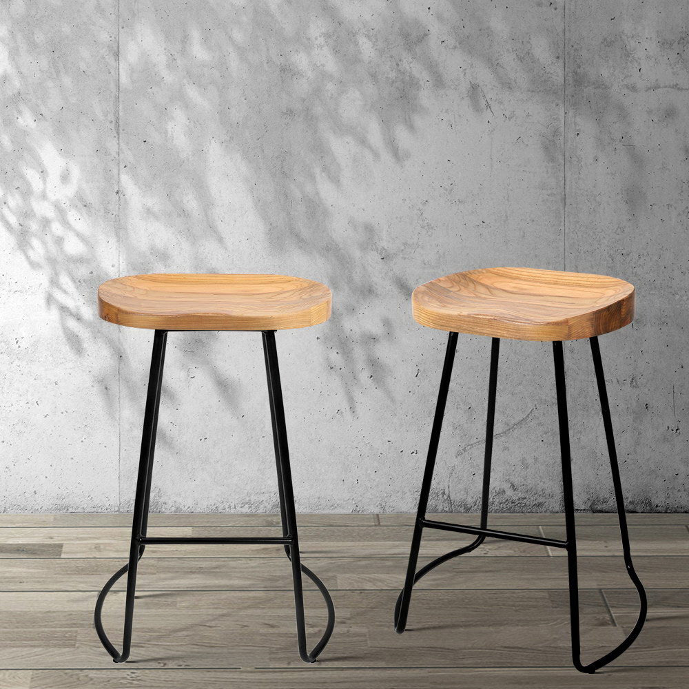 4pcs Tractor Bar Stools Industrial Elm Wood Seat