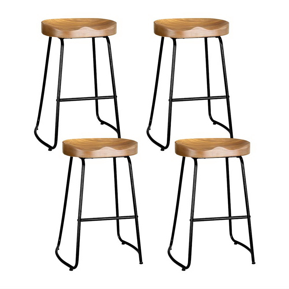 4x Bar Stools Tractor Seat 65cm Wooden | Vintage