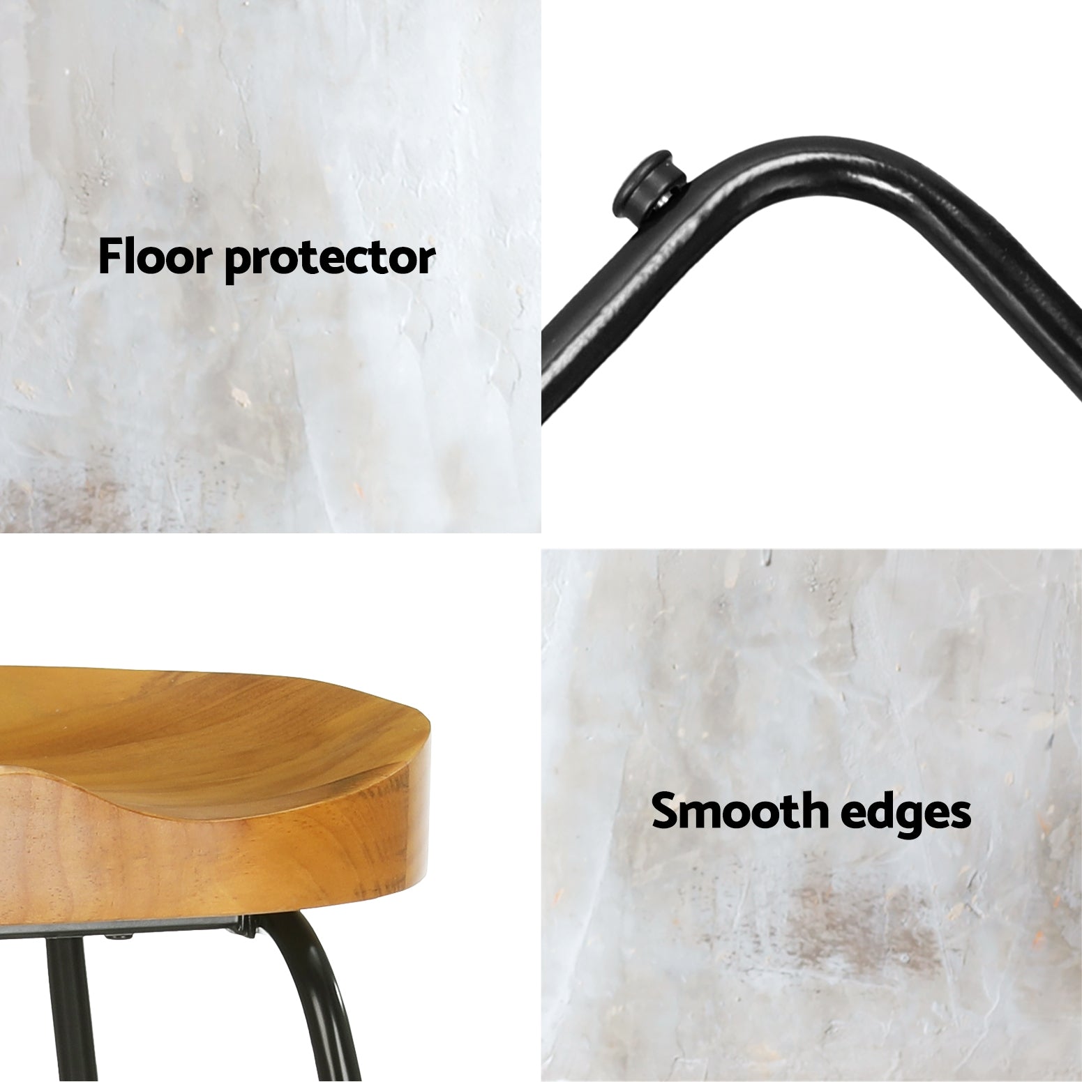 75Cm - 4x Tractor Seat Bar Stools 75cm Wooden Kitchen Counter Chairs