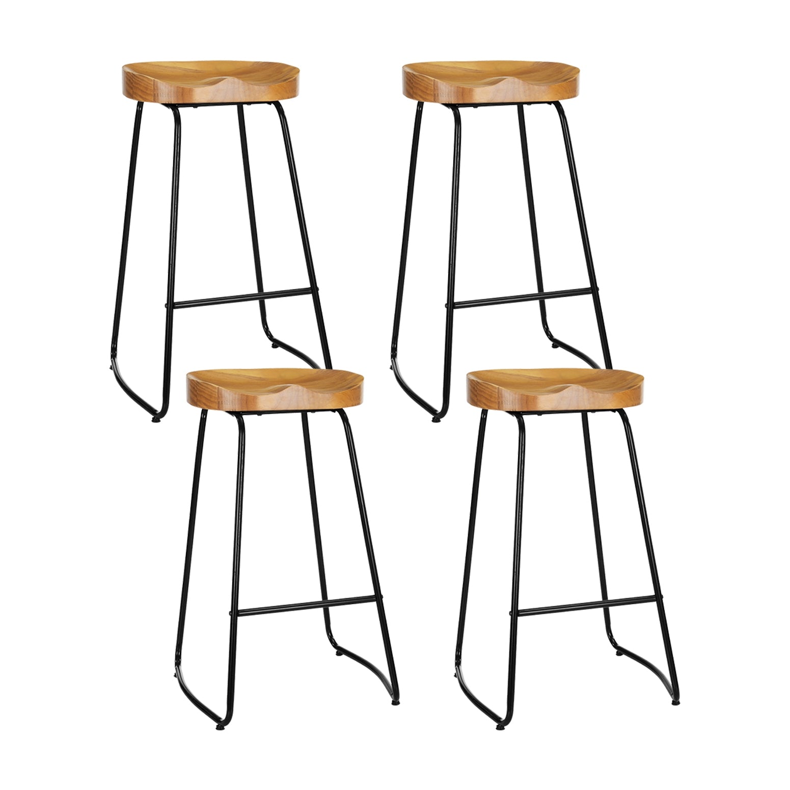 4x Tractor Seat Bar Stools 75cm Wooden Kitchen Counter Chairs | Vintage