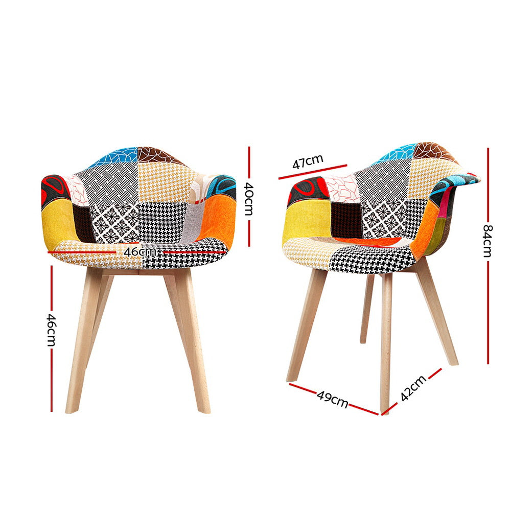 Dining Chairs Set of 2 Fabric Retro Replica DSW