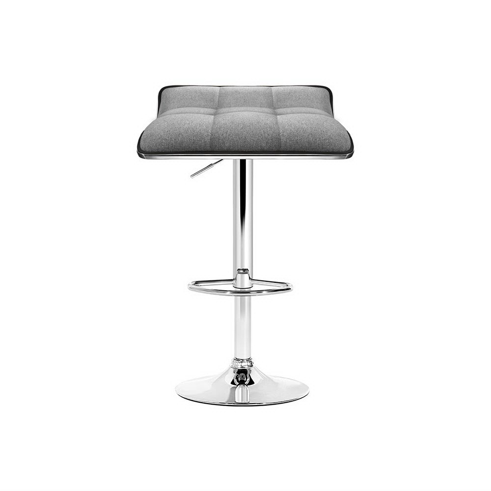 Table & Bar Stools - 4x Bar Stools Linen Padded Gas Lift Adjustable Height Modern