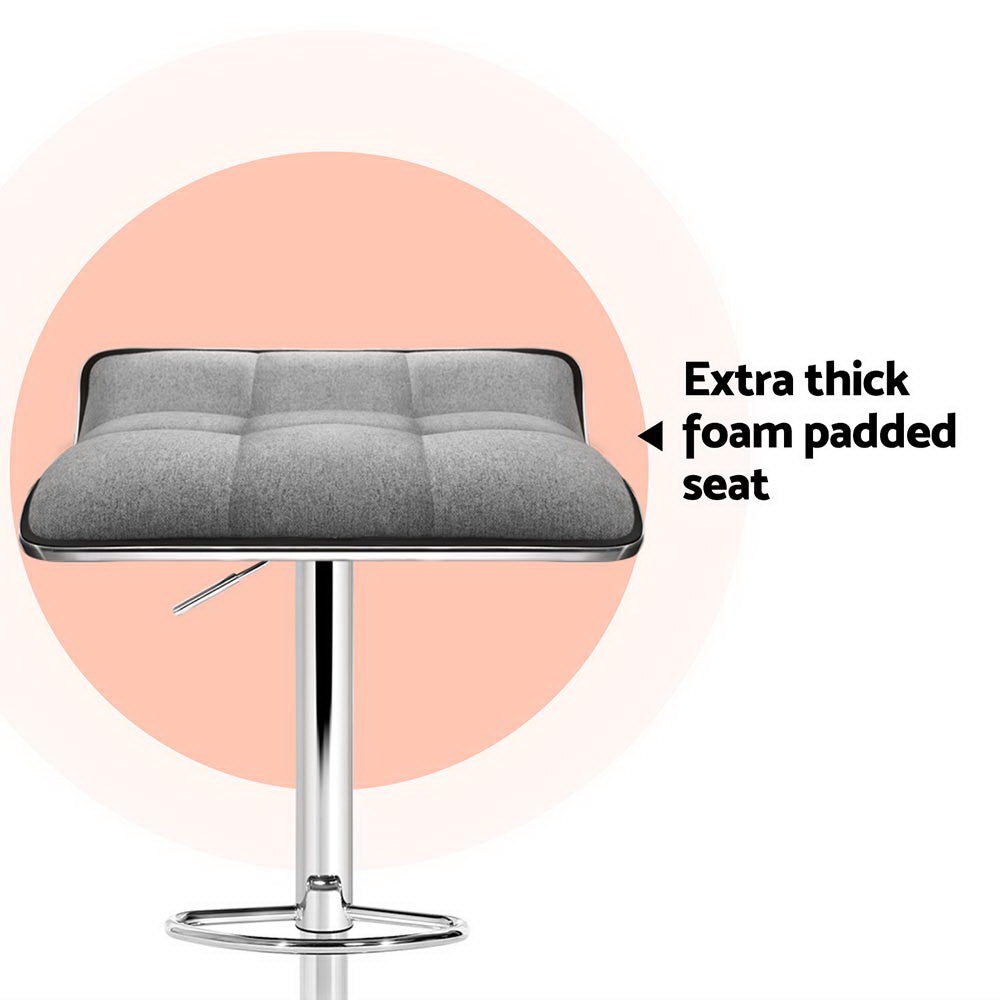 4x Bar Stools Linen Padded Gas Lift Adjustable Height Modern | Linen finish
