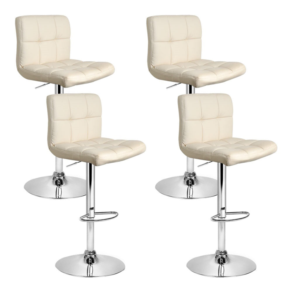 Beige colour - 4x Bar Stools Leather Gas Lift Beige