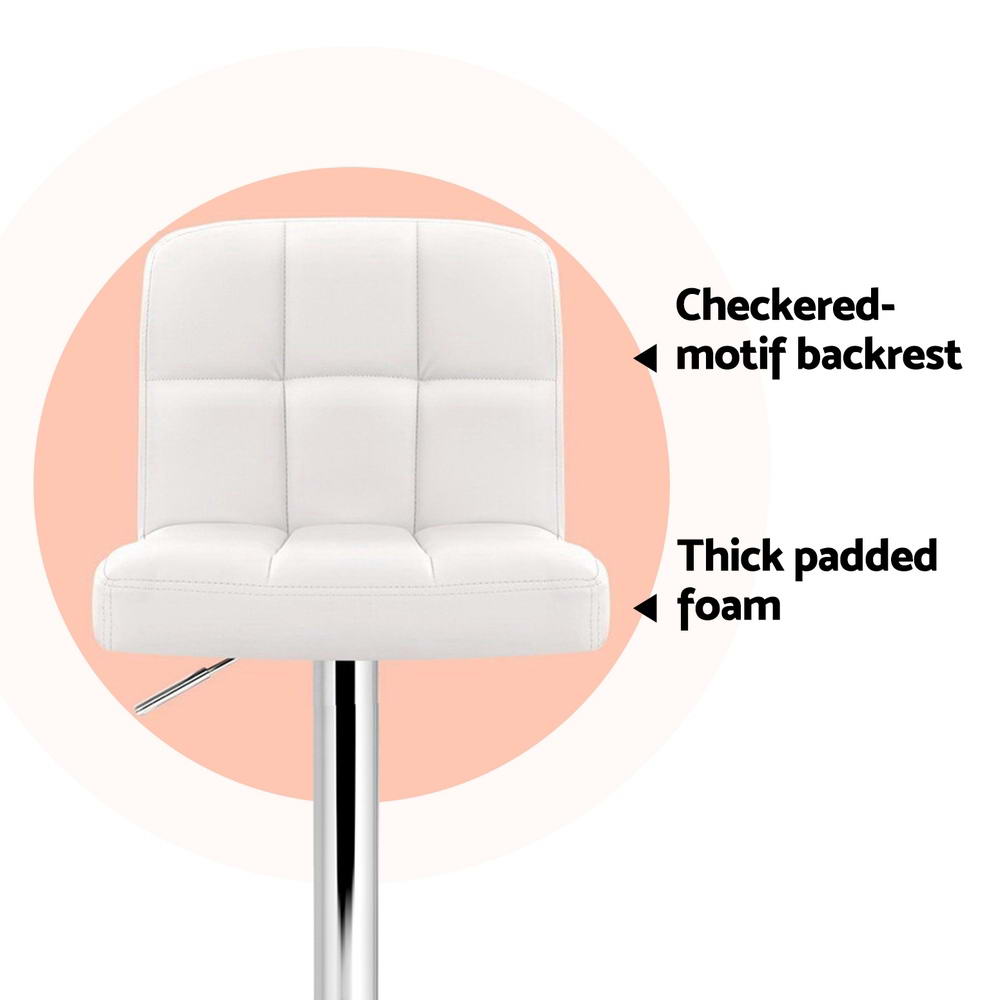 4x Bar Stools Leather Gas Lift White Adjustable Height | Table & Bar Stools