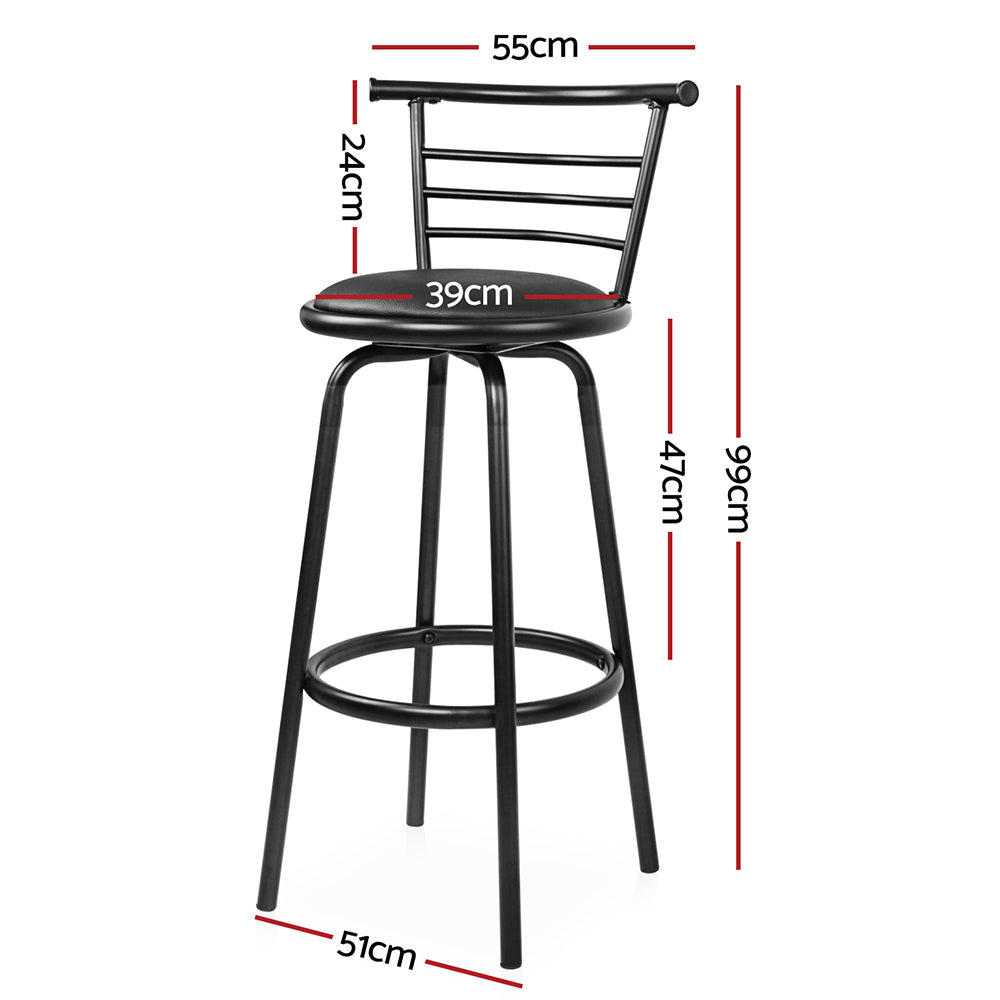 2x Bar Stools Swivel Leather Padded Metal