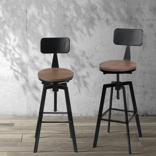 Bar Stools Kitchen Counter Chairs Vintage Metal Chairs - Artiss Rustic Industrial Stool
