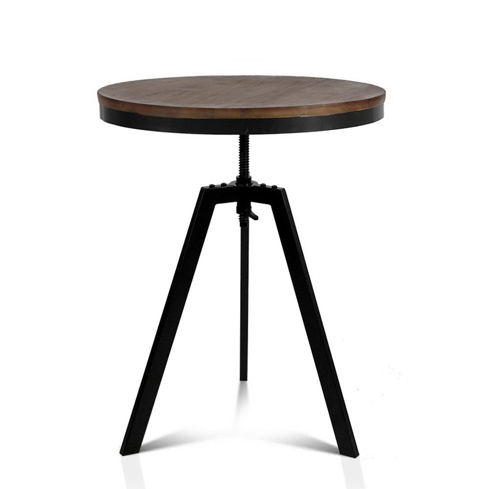 Adjustable Bar Table Round Brown 67-86cm Height Pub Table