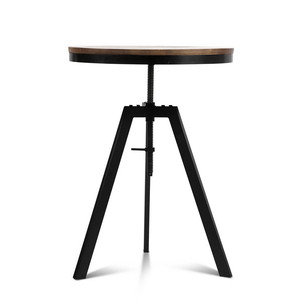 Adjustable Bar Table Round Brown 67-86cm Height Pub Table