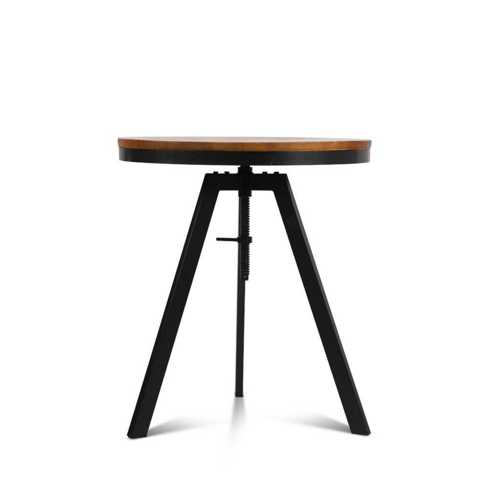 Adjustable Bar Table Round Brown 67-86cm Height Pub Table