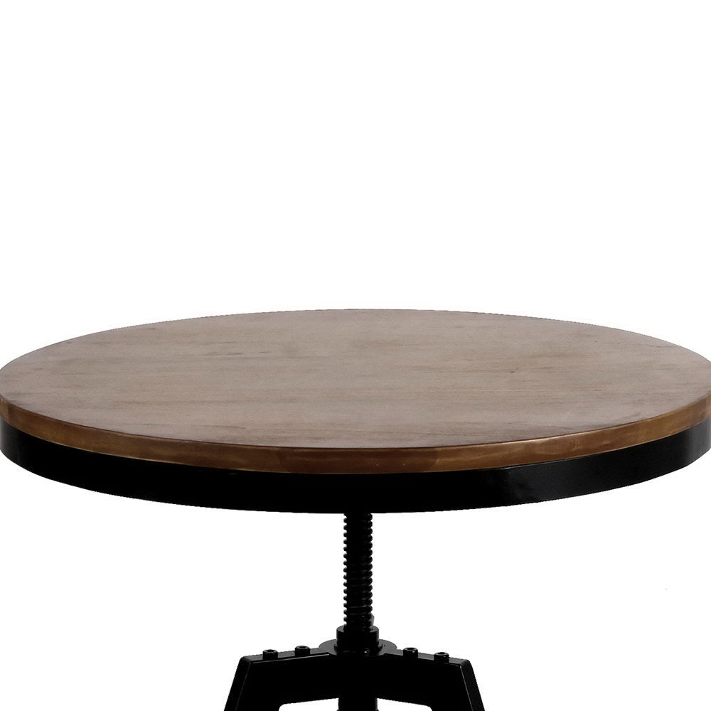 Adjustable Bar Table Round Brown 67-86cm Height Pub Table