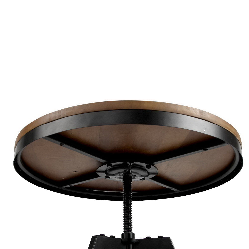 Adjustable Bar Table Round Brown 67-86cm Height Pub Table