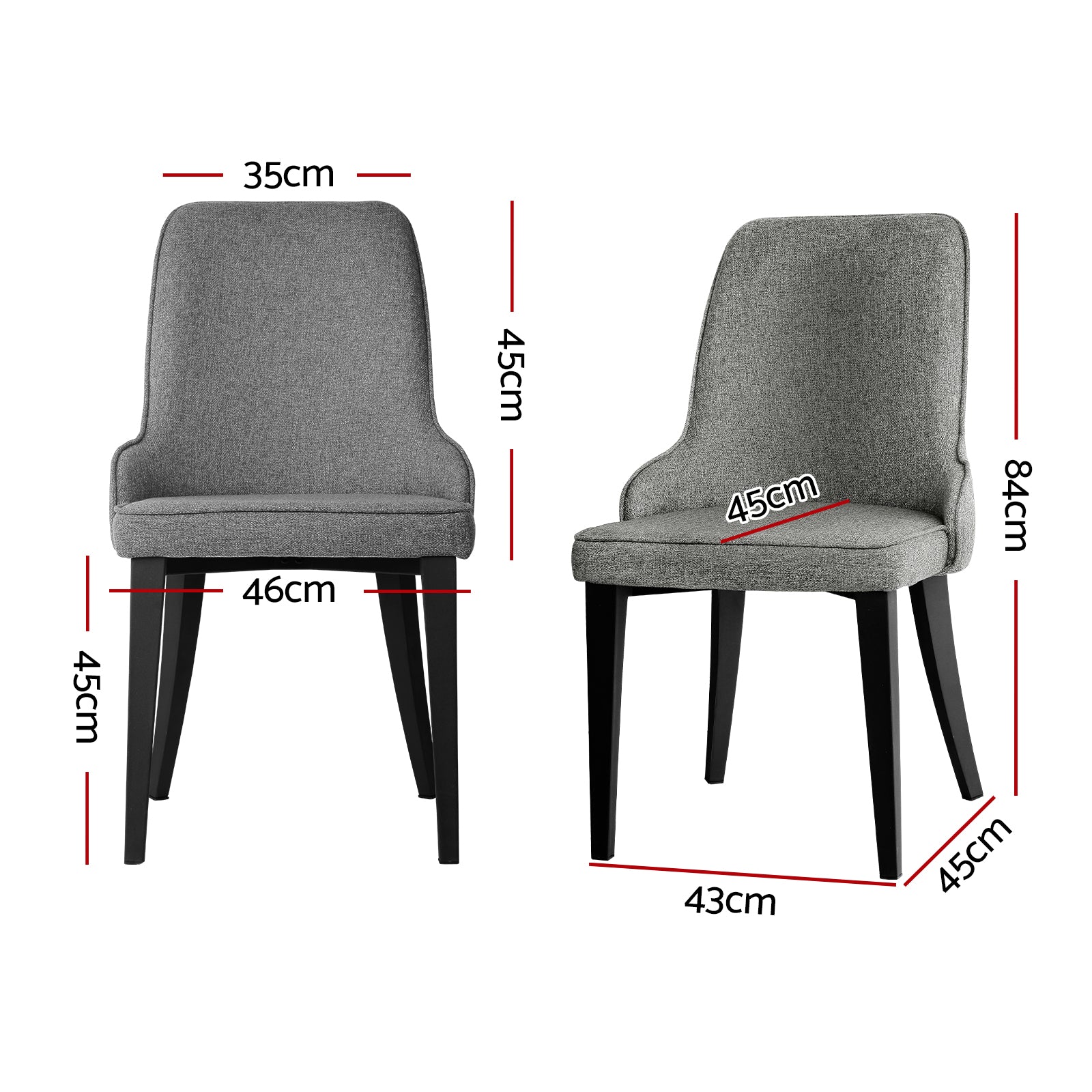4x Grey Linen Dining Chairs Set Modern Fabric Kitchen Chairs Upholstered | Linen finish