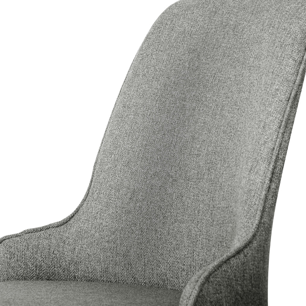 Kitchen & Dining Chairs - 4x Grey Linen Dining Chairs Set Modern Fabric Kitchen Chairs Upholstered