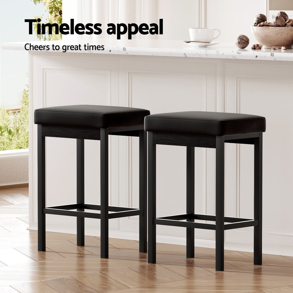 Metal Bar Stools PU Seat Dining Counter Chairs