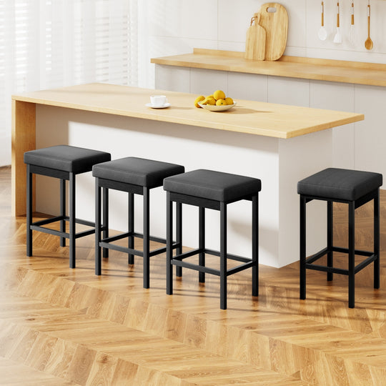 Metal Bar Stools PU Seat Dining Counter Chairs, Metal finish
