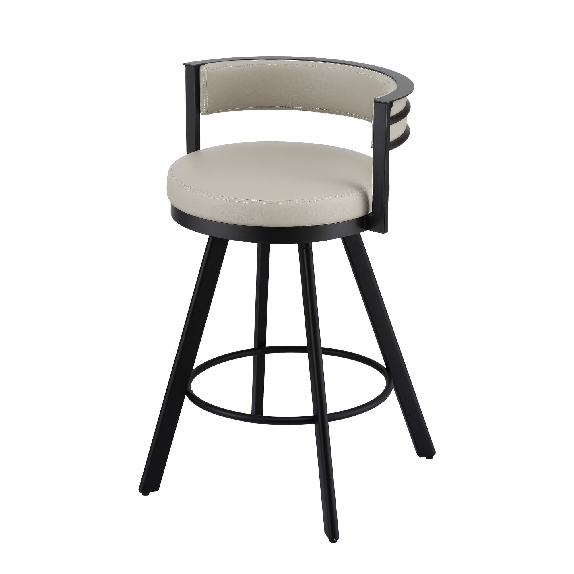 Modern Swivel Bar Stool 360 PU Leather Kitchen Counter Chair Beige