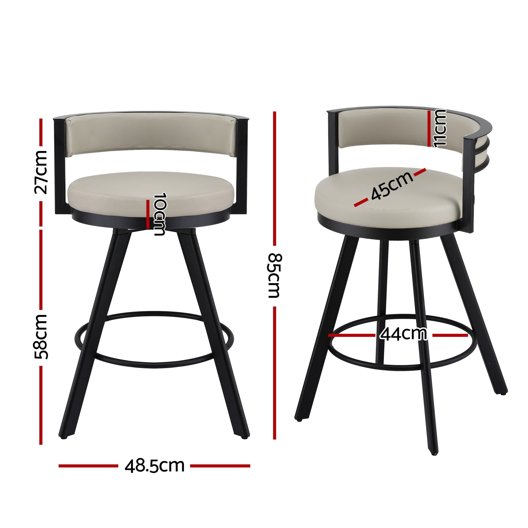 Modern Swivel Bar Stool 360 PU Leather Kitchen Counter Chair Beige