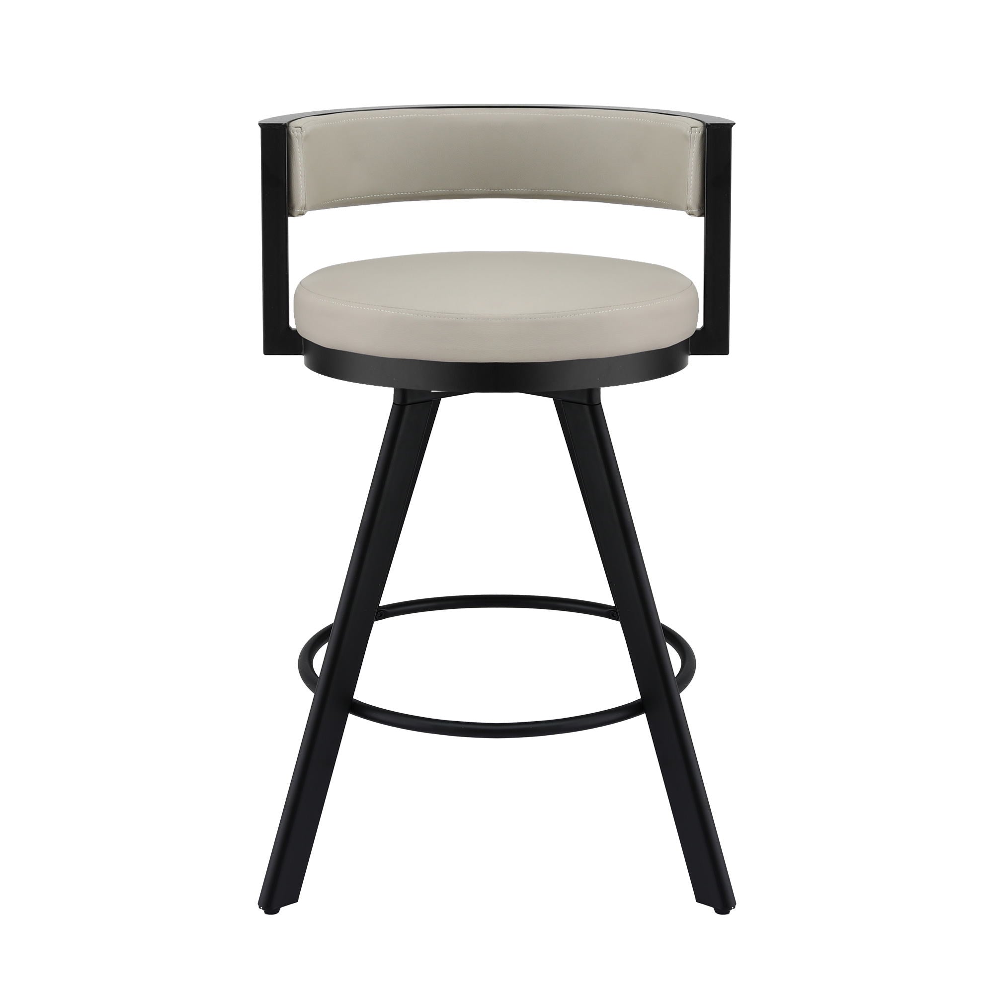Modern Swivel Bar Stool 360 PU Leather Kitchen Counter Chair Beige