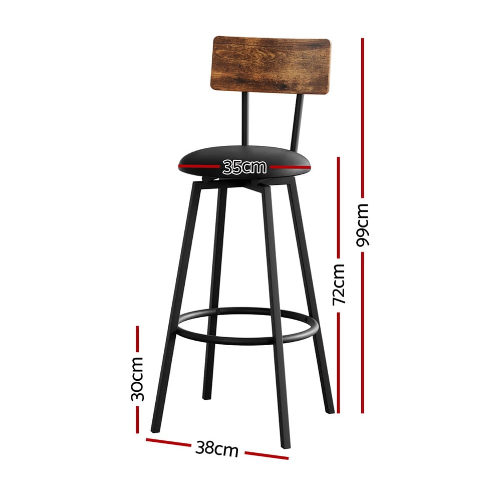 Industrial Leather Bar Stools 38x38x99cm