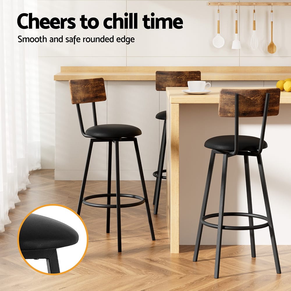 Industrial Leather Bar Stools 38x38x99cm