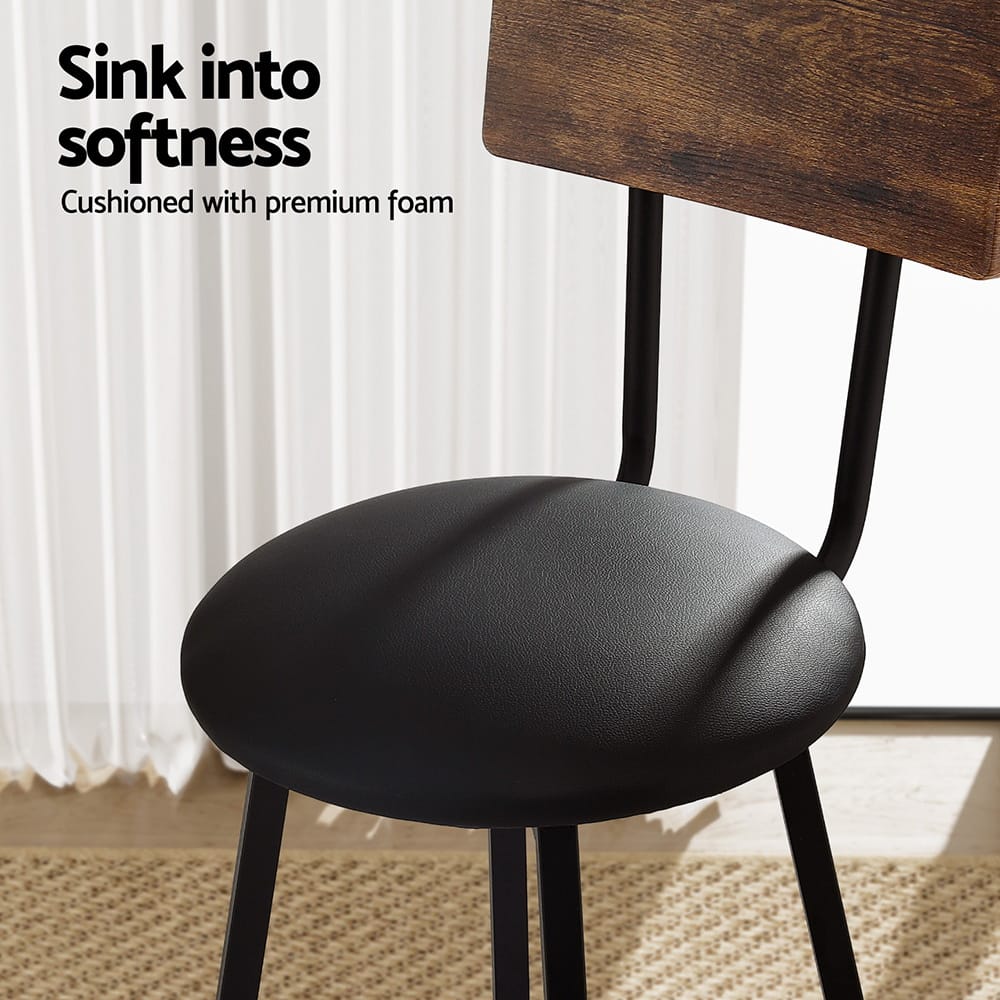 Industrial Leather Bar Stools 38x38x99cm