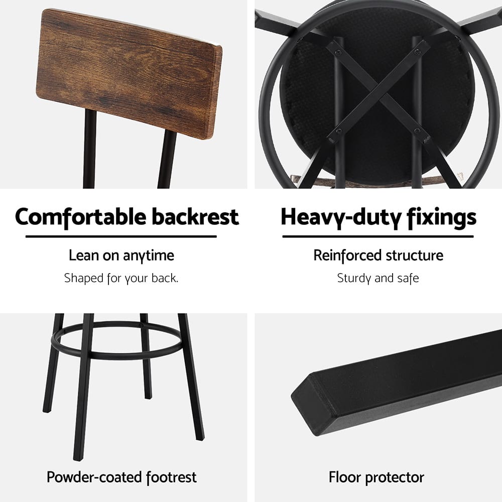Industrial Leather Bar Stools 38x38x99cm